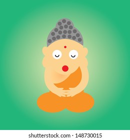 Buddhist monk vector cartoon style for use