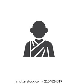 Buddhist monk vector icon. filled flat sign for mobile concept and web design. Monk person glyph icon. Symbol, logo illustration. Vector graphics