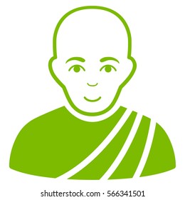 Buddhist Monk vector icon. Flat eco green symbol. Pictogram is isolated on a white background. Designed for web and software interfaces.