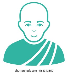 Buddhist Monk vector icon. Flat cyan symbol. Pictogram is isolated on a white background. Designed for web and software interfaces.