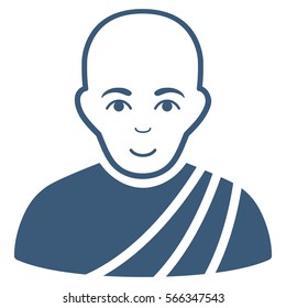 Buddhist Monk vector icon. Flat blue symbol. Pictogram is isolated on a white background. Designed for web and software interfaces.