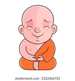 Buddhist monks cartoon character hand draw art illustration