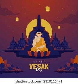 Buddhist monks doing meditation to celebrate Vesak Day