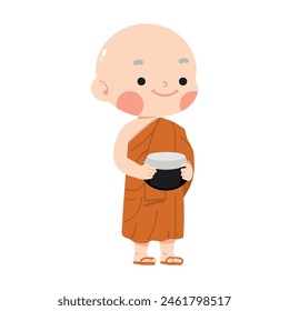 buddhist Novice monk  cartoon vector