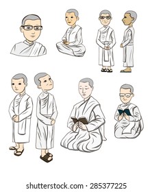 Buddhist Nun ,cartoon Vector