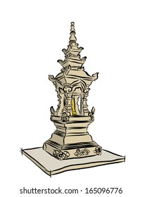 Buddhist Pagoda Vector Sketch