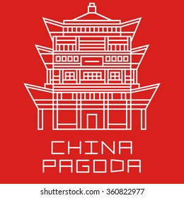 Buddhist Pagoda white line drawn vector illustration