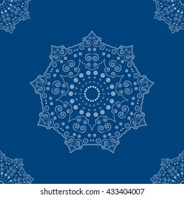 Buddhist philosophy, mandala pattern on the background. Yoga and meditation Indian knowledge and Asian decorative painting, seamless.