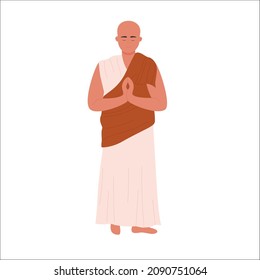 Buddhist prayer with practice of inner transformation. Gratitude expression and wisdom for precious human life flat vector illustration