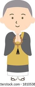 Buddhist priest pray smile shaven head