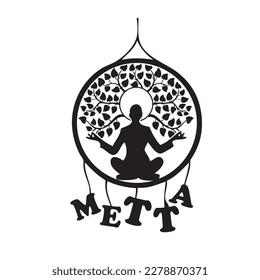 The Buddhist principle for introspection is metta. Vector symbol designation.