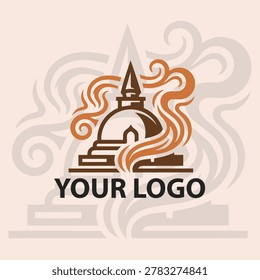 Buddhist Stupa Temple Vector Logo Template Design
