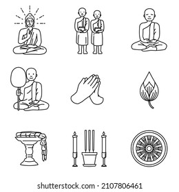 Buddhist symbol icon set  vector illustration   flat design 