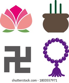 Buddhist Symbol Image - Vector Icon Set