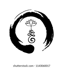 Buddhist Symbol for life path with lotus flower inside zen symbol