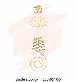 Buddhist symbol for life path with lotus flower, vector