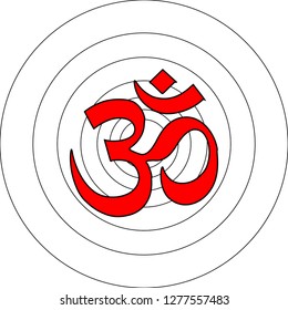 Buddhist symbol Ohm vector illustration on white background. Om.