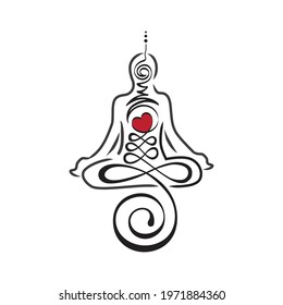 Buddhist symbol represents life’s path toward enlightenment as a part of meditating person