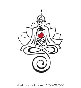 Buddhist symbol represents life’s path toward enlightenment as a part of meditating person