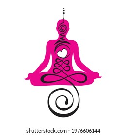 Buddhist symbol represents life’s path toward enlightenment as a part of meditating person