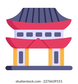 Diseño de un icono plano en un templo budista 