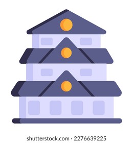 A buddhist temple flat icon design 