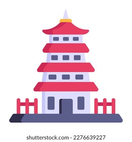 A buddhist temple flat icon design 