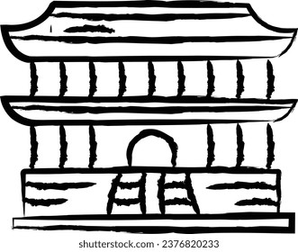 Buddhist Temple hand drawn vector illustration