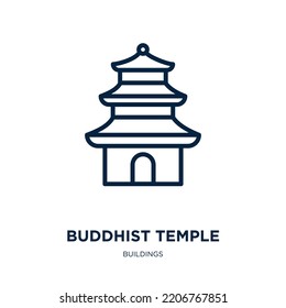 buddhist temple icon from buildings collection. Thin linear buddhist temple, japanese, landmark outline icon isolated on white background. Line vector buddhist temple sign, symbol for web and mobile