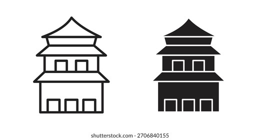 Diseño de símbolo de contorno de concepto de icono de templo budista. Ilustración de elemento simple.
