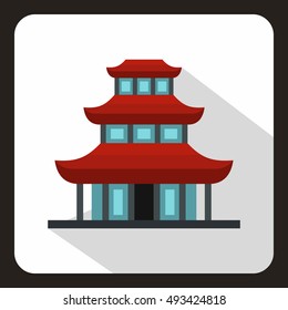 Buddhist temple icon in flat style on a white background vector illustration