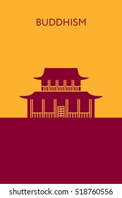 Buddhist temple icon. Religious building. Landmark and place of worship