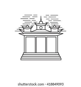 Buddhist temple, line icon