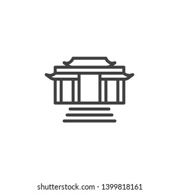 Buddhist temple line icon. linear style sign for mobile concept and web design. Kaminarimon gate outline vector icon. Symbol, logo illustration. Vector graphics