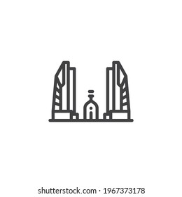 Buddhist temple line icon. linear style sign for mobile concept and web design. Thailand temple outline vector icon. Symbol, logo illustration. Vector graphics
