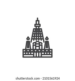 Buddhist temple line icon. linear style sign for mobile concept and web design. Buddhist monastery outline vector icon. Symbol, logo illustration. Vector graphics