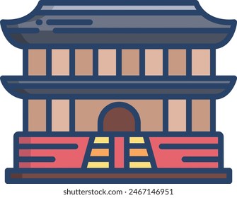 Buddhist Temple linear color vector illustration