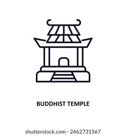 buddhist temple outline icon.  Thin line icon from buildings collection. Editable vector isolated on white background