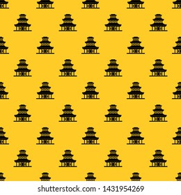 Buddhist temple pattern seamless vector repeat geometric yellow for any design