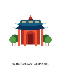 Buddhist temple traditional vector illustration. Pagoda house flat design.