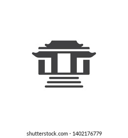 Buddhist temple vector icon. filled flat sign for mobile concept and web design. Kaminarimon gate glyph icon. Symbol, logo illustration. Vector graphics