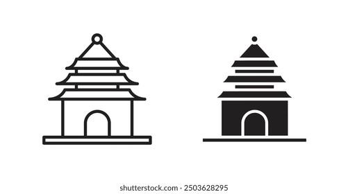 Buddhist temple vector icon in solid and outline style