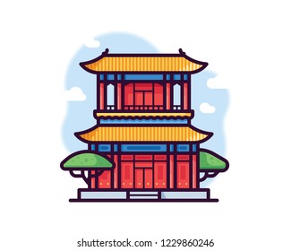 Buddhist temple vector illustration