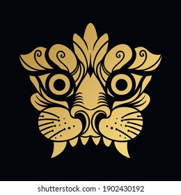 Buddhist tiger's face. Vector illustration