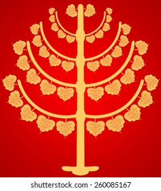 Buddhist tree on a red background