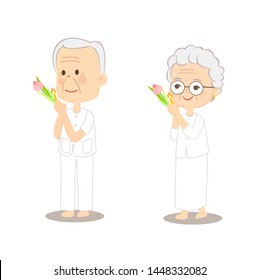 Buddhist Walking with Lighted Candles in Hand Around a Temple Vector