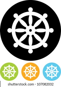 Buddhist wheel symbol - Vector icon isolated