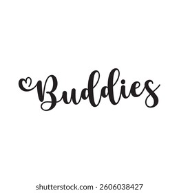 Buddies text on white background.