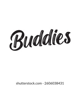 Buddies text on white background.