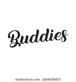 Buddies text on white background.